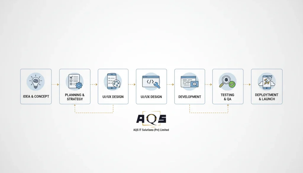 Mobile app development process illustration