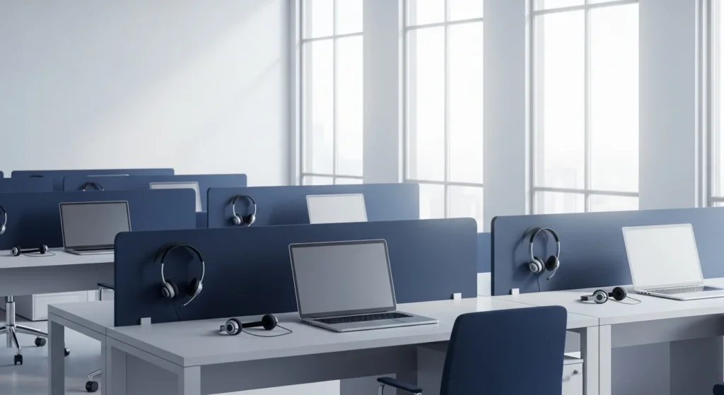 Modern call center setup environment by AQS IT Solutions UK & USA