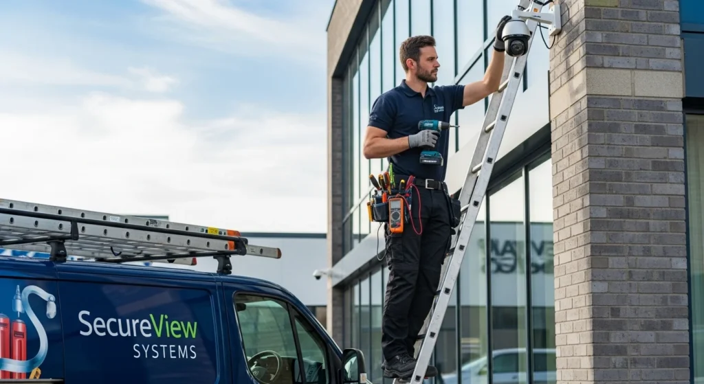 Professional CCTV camera installation technician UK business commercial security service